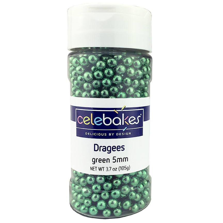 Green Dragees 5mm, 3.7 oz. Product #7500-785810G - Papagino Foods Inc.