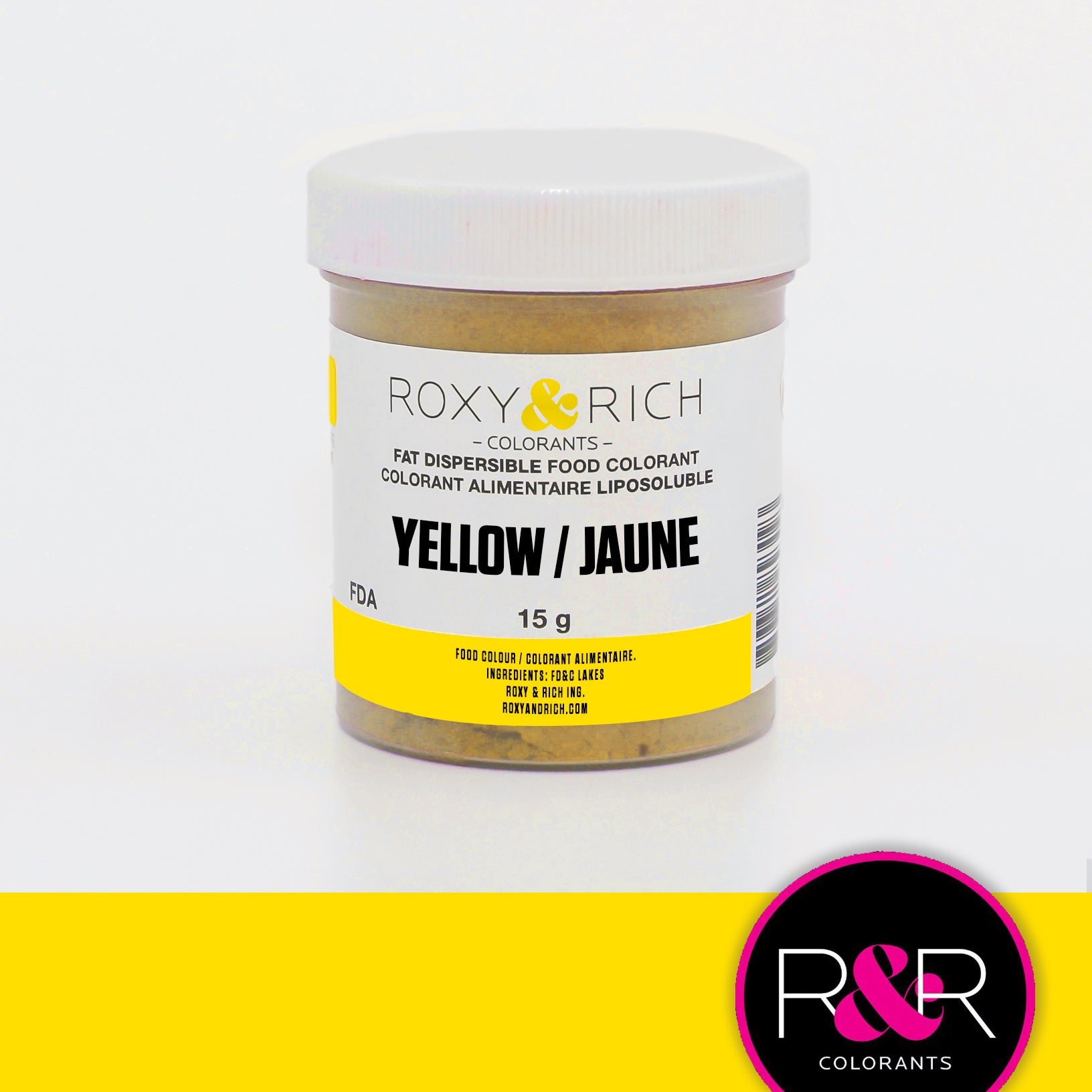 Roxy & Rich Fat Dispersible Dust Yellow (# P15-B01) - 15 G - Papagino Foods Inc.