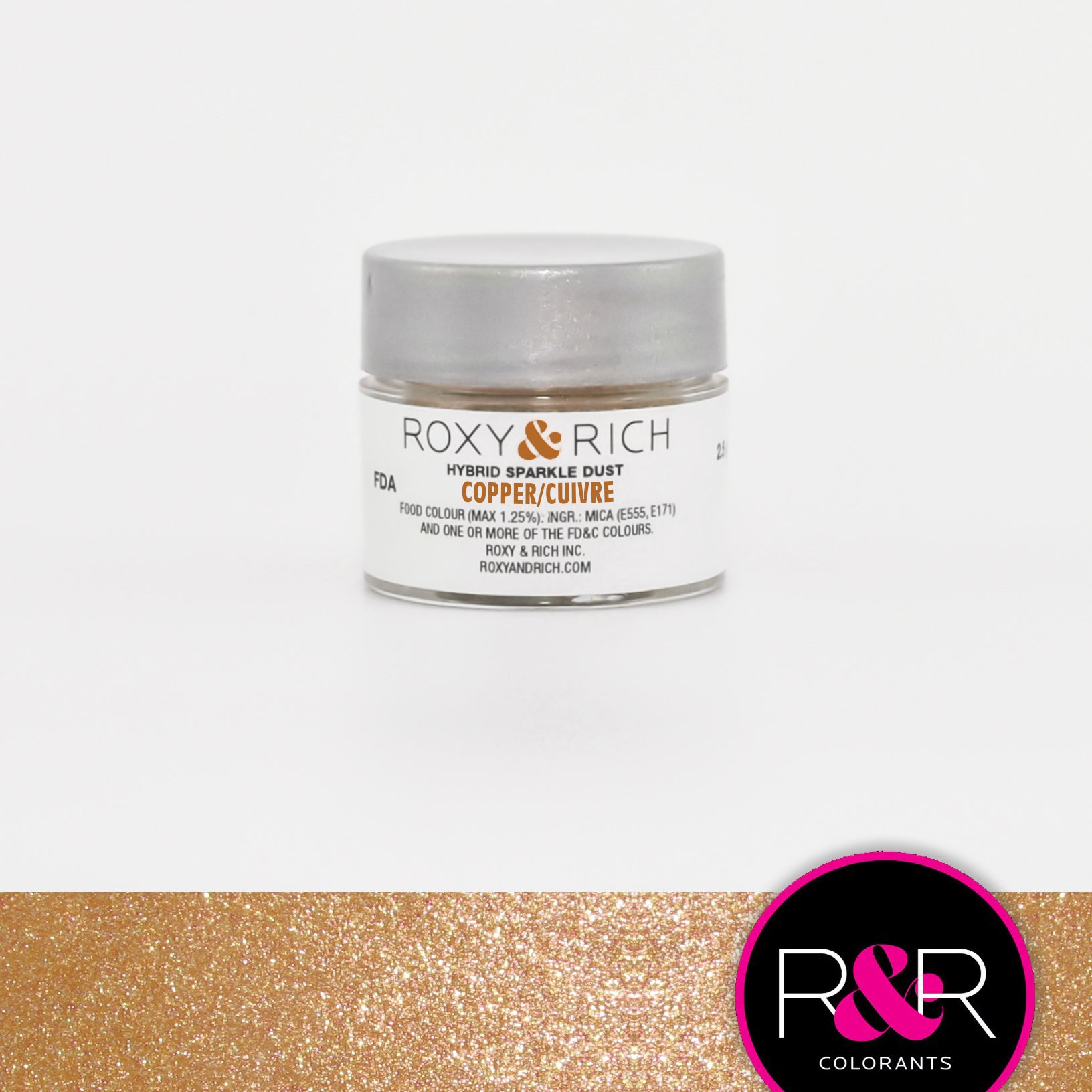 Roxy & Rich Hybrid Sparkle Dust Copper (#S2-052) - 2.5 gm - Papagino Foods Inc.