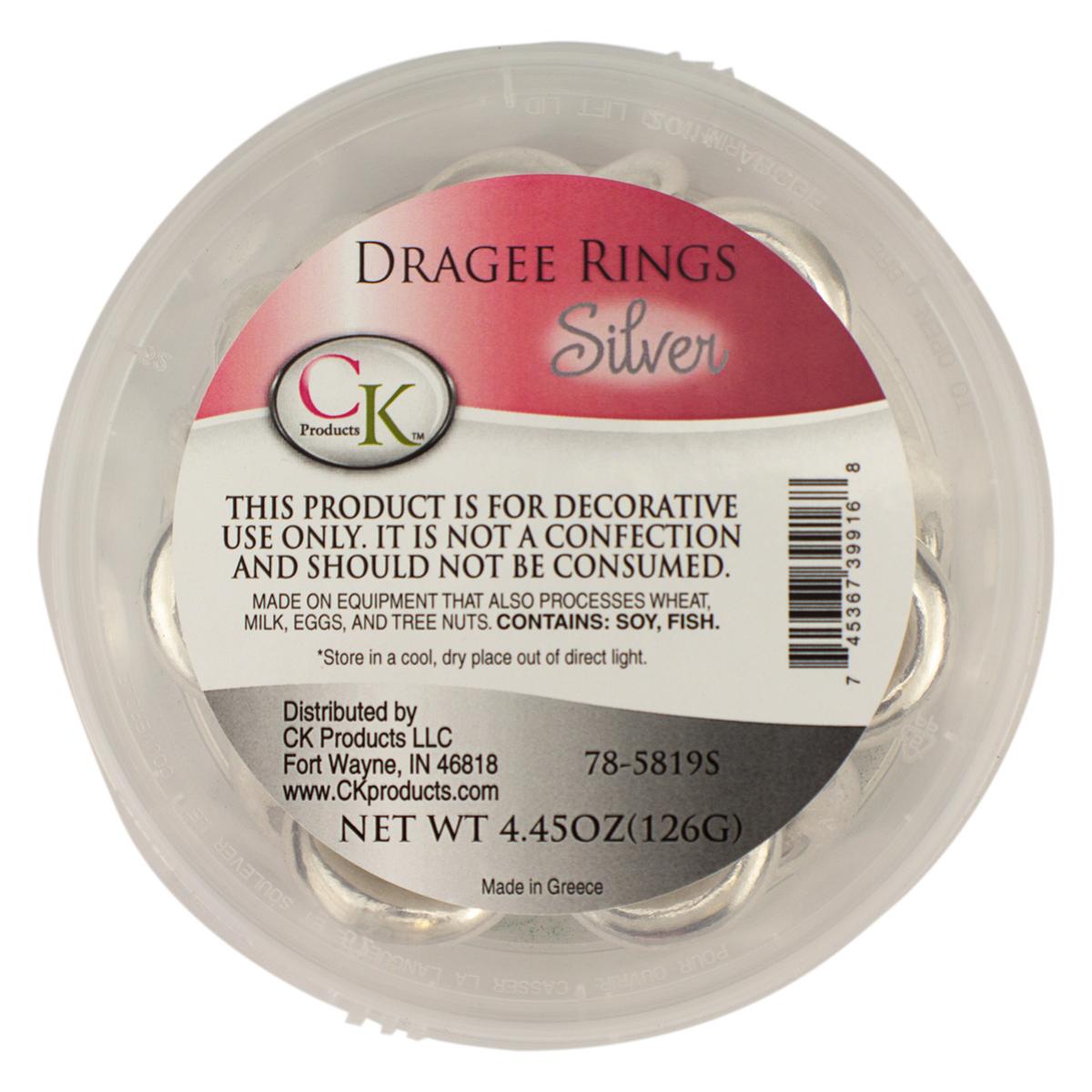 Silver Dragee Rings, 4.45 oz  #78-5819S - Papagino Foods Inc.
