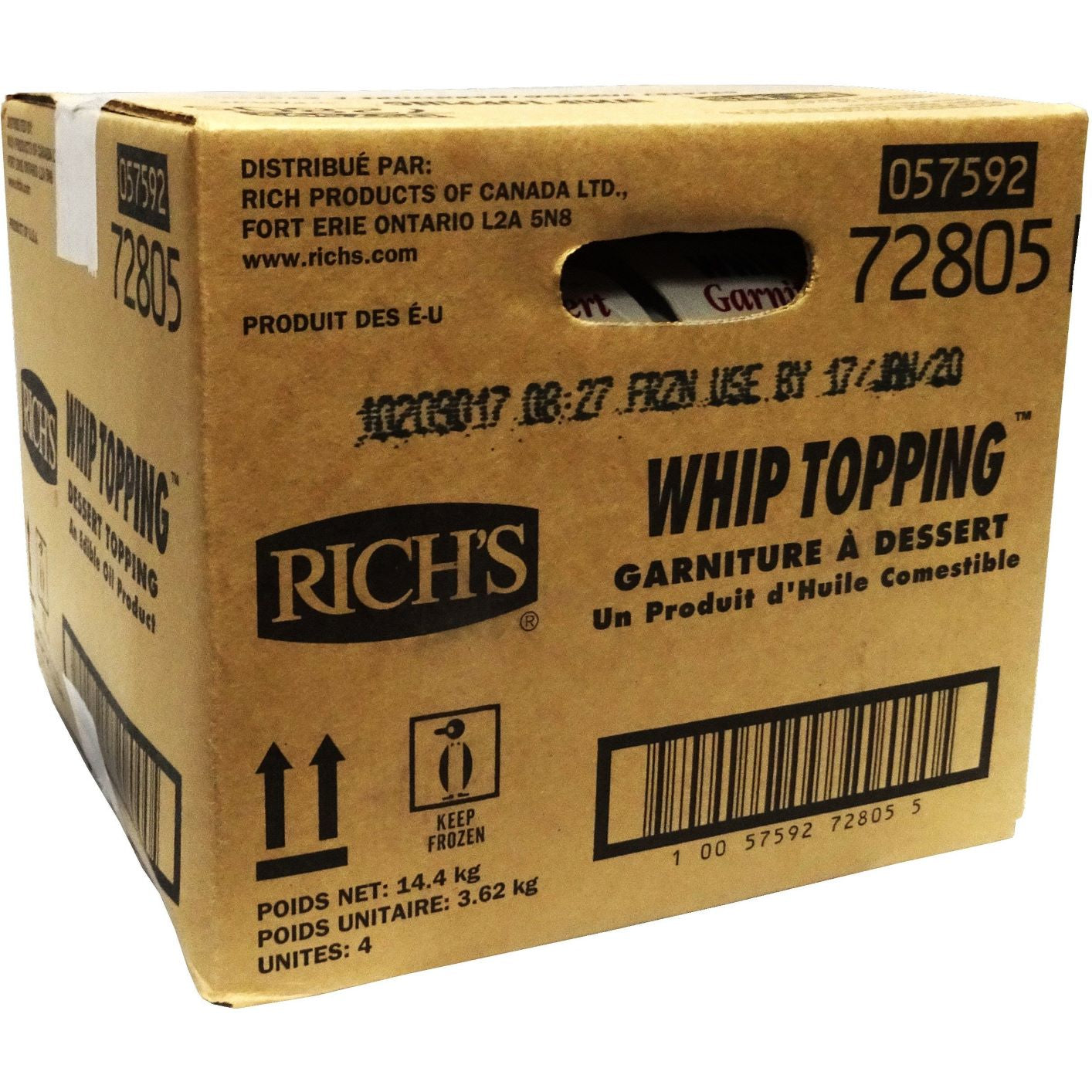 Rich's Whip Topping (72805)  4 x 3.62 kg (MASTER CASE) (Pickup Only) - Papagino Foods Inc.